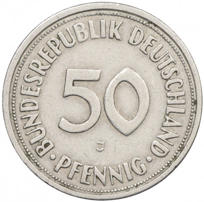 50 пфеннигов 1950 года J Западная Германия (ФРГ)