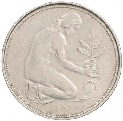 50 пфеннигов 1971 года G Западная Германия (ФРГ)