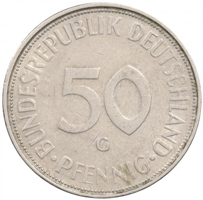 50 пфеннигов 1971 года G Западная Германия (ФРГ)