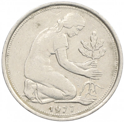 50 пфеннигов 1977 года J Западная Германия (ФРГ)