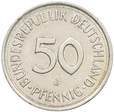 50 пфеннигов 1977 года J Западная Германия (ФРГ)