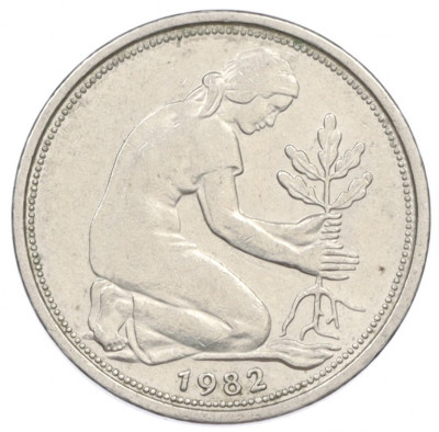 50 пфеннигов 1982 года F Западная Германия (ФРГ)
