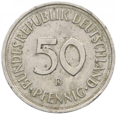 50 пфеннигов 1989 года D Западная Германия (ФРГ)