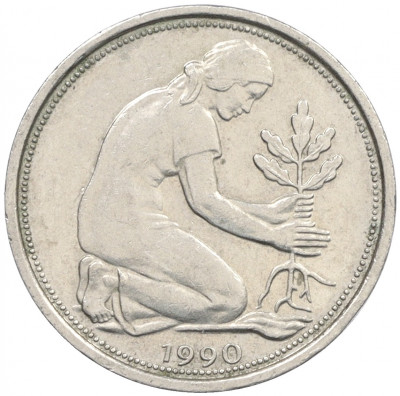 50 пфеннигов 1990 года A Западная Германия (ФРГ)