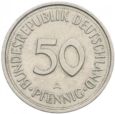 50 пфеннигов 1990 года A Западная Германия (ФРГ)