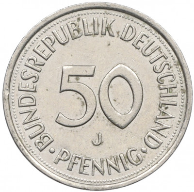 50 пфеннигов 1990 года J Западная Германия (ФРГ)