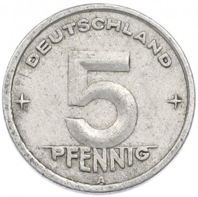 5 пфеннигов 1949 года A Восточная Германия (ГДР)