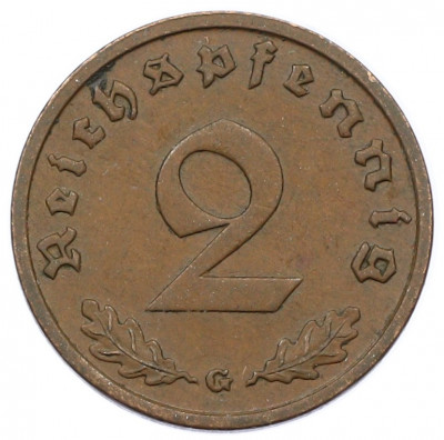 2 рейхспфеннига 1938 года G Германия