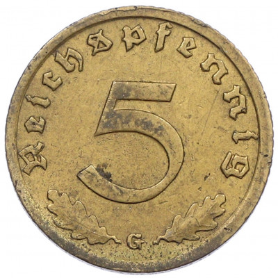 5 рейхспфеннигов 1939 года G Германия
