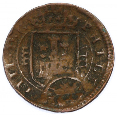 12 мараведи 1642 года Испания (Перечекан на 8 мараведи 1625)