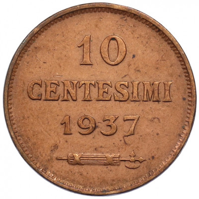 10 чентезимо 1937 года Сан-Марино