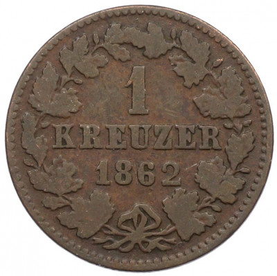 1 крейцер 1862 года Нассау