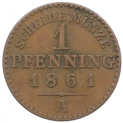 1 пфенниг 1861 года A Пруссия
