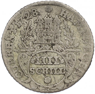 4 шиллинга 1728 года Гамбург