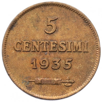 5 чентезимо 1935 года Сан-Марино