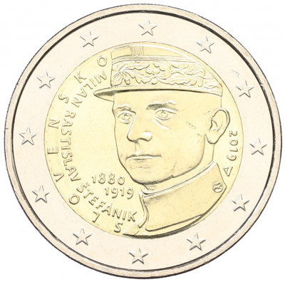 2 евро 2019 года Словакия «100 лет со дня смерти Милана Растислава Штефаника»
