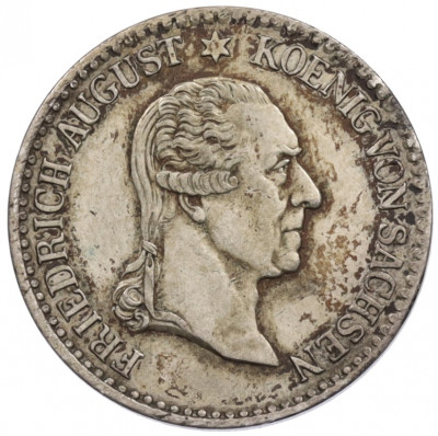 1/6 талера 1827 года Саксония «Смерть Короля Фридриха Августа I»