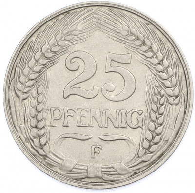 25 пфеннигов 1910 года F Германия