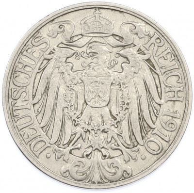 25 пфеннигов 1910 года F Германия