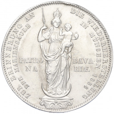 2 гульдена 1855 года Бавария «Восстановление колонны Мадонны в Мюнхене»