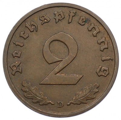 2 рейхспфеннига 1936 года D Германия