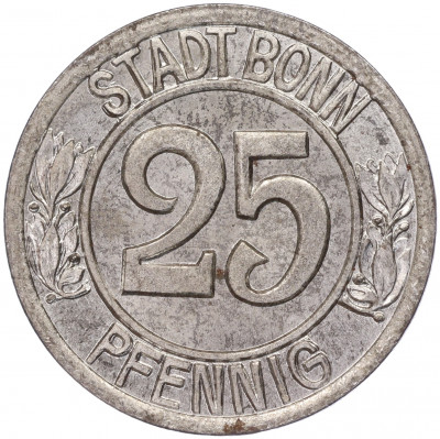 25 пфеннигов 1920 года Германия — город Бонн «Бетховен» (Нотгельд)