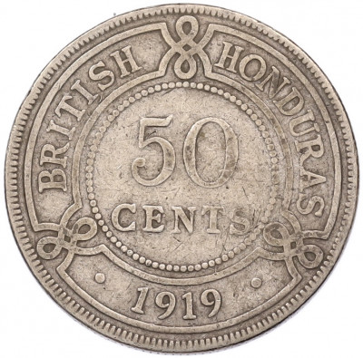 50 центов 1919 года Британский Гондурас