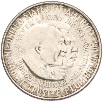 1/2 доллара (50 центов) 1952 года США «Джордж Вашингтон Карвер и Букер Талиафер Вашингтон»