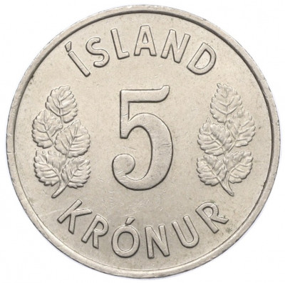 5 крон 1973 года Исландия