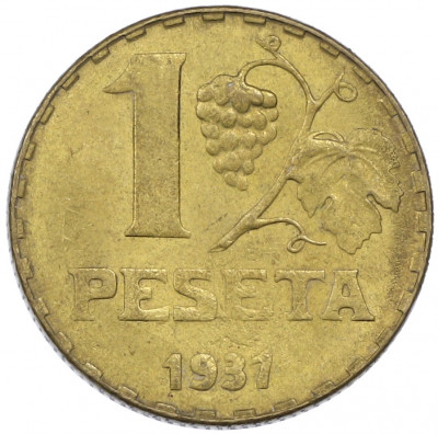 1 песета 1937 года Испания