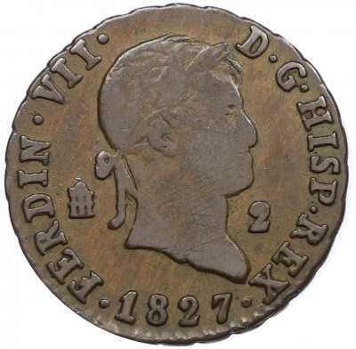 2 мараведи 1827 года Испания