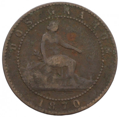 2 сентимо 1870 года Испания