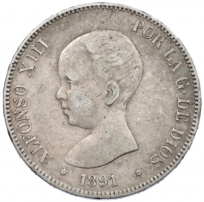 5 песет 1891 года Испания
