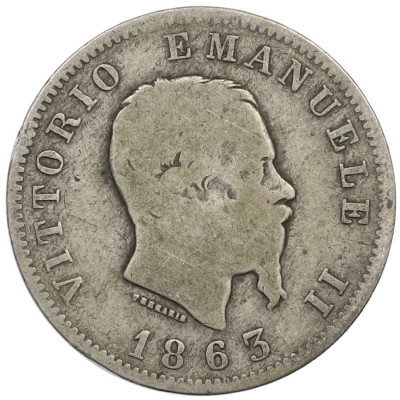 1 лира 1863 года M Италия