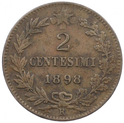 2 чентезимо 1898 года Италия