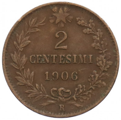 2 чентезимо 1906 года Италия