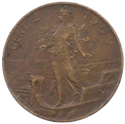 2 чентезимо 1909 года Италия