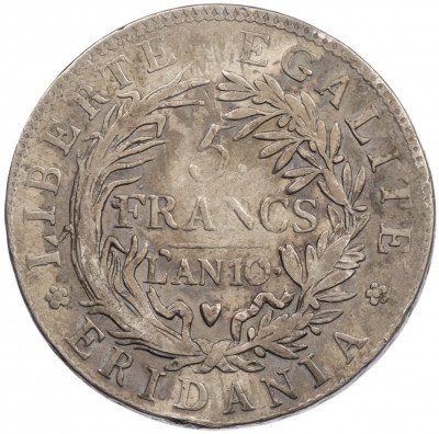 5 франков 1801 года (LAN 10) Пьемонт (Субальпийская республика)