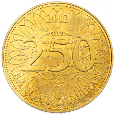 250 ливров 2012 года Ливан «Счастливая монета»