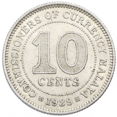 10 центов 1939 года Малайя