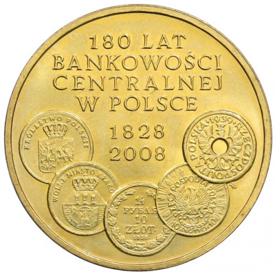 2 злотых 2009 года Польша «180 лет центральному банку Польши»