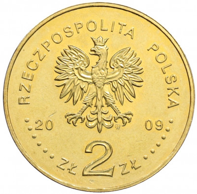2 злотых 2009 года Польша «180 лет центральному банку Польши»