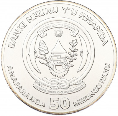50 франков 2015 года Руанда «Африканская унция — Буйвол»