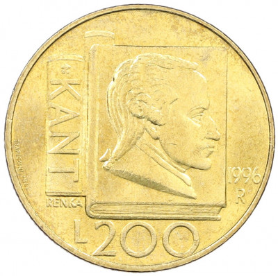 200 лир 1996 года Сан-Марино «Иммануил Кант»