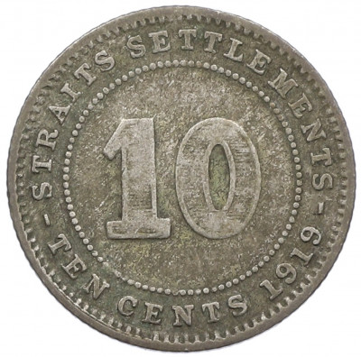 10 центов 1919 года Стрейтс Сетлментс