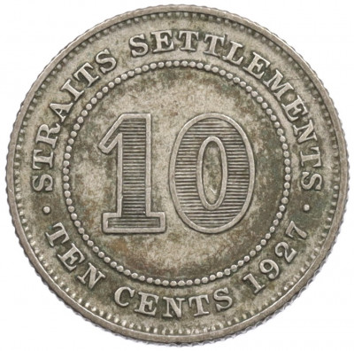 10 центов 1927 года Стрейтс Сетлментс