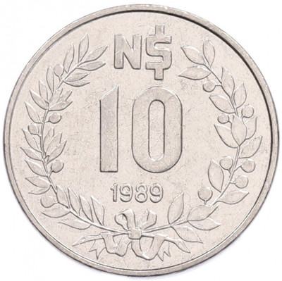 10 новых песо 1989 года Уругвай