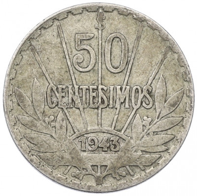50 сентесимо 1943 года Уругвай