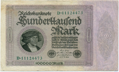 100000 марок 1923 года Германия