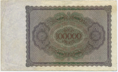 100000 марок 1923 года Германия